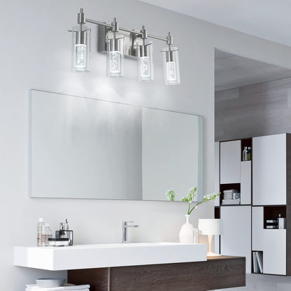 4-Light Brushed Nickel Bathroom Vanity Light