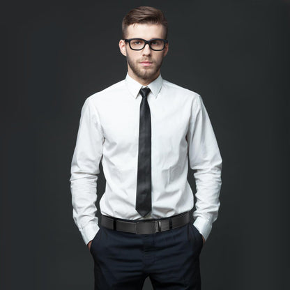 Men's Leather Ratchet Dress Belt with Click Buckle
