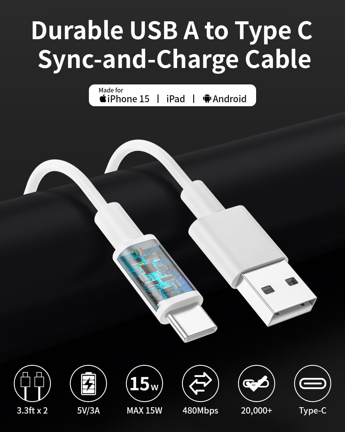 24W Dual USB Car Charger with 3FT Cables