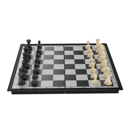Funllection Magnetic Chess Set, 9.5'' Board Game for Kids and Adults, Outdoors Travel Toy with Extra Queens and Instruction