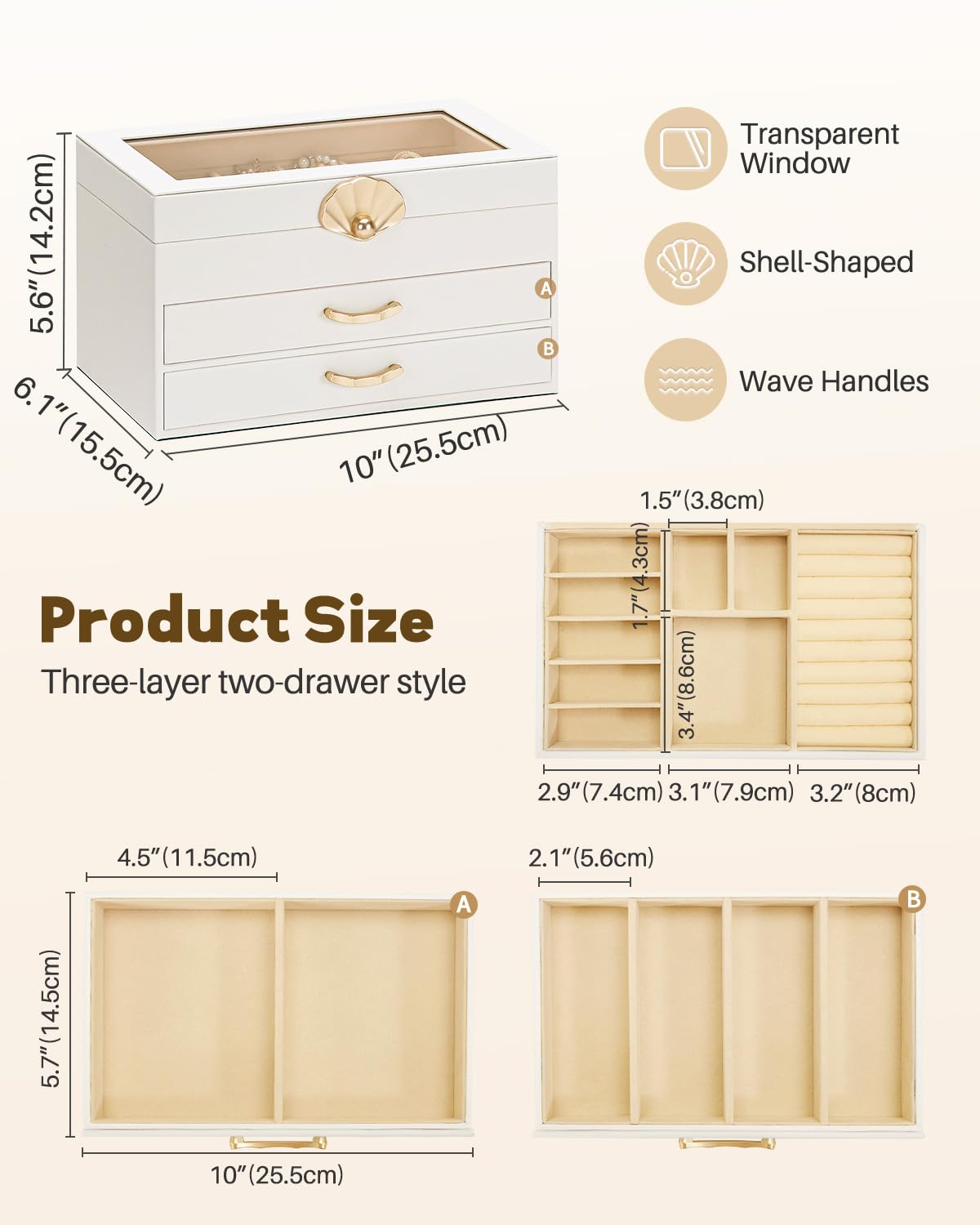 Enthralite 2-Drawer Jewelry Box Organizer for Women