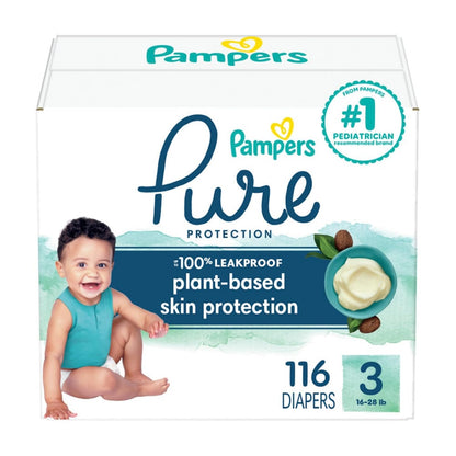 Pampers Pure Protection Diapers - Size 3, 116 Count, Hypoallergenic Premium Disposable Baby Diapers