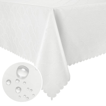 misaya Rectangle Vinyl Tablecloth, 100% Waterproof Heavy Duty Table Cloth for Rectangle Tables, Wipeable Table Cover for Kitchen, Dinner, Party (White, 60" x 120")