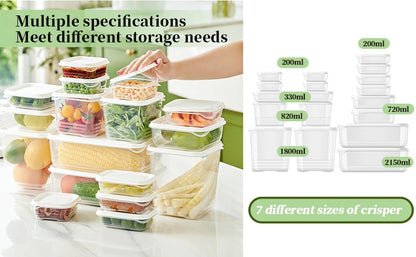 HMINYIYI 36-Piece Food Storage Containers with lids(18 Containers & 18 Lids), Plastic Food Containers for Pantry & Kitchen Storage and Organization, BPA-Free, Leak Proof, White