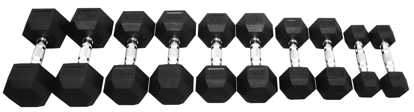 Rubber Encased Hex Dumbbell Set by Fitvids