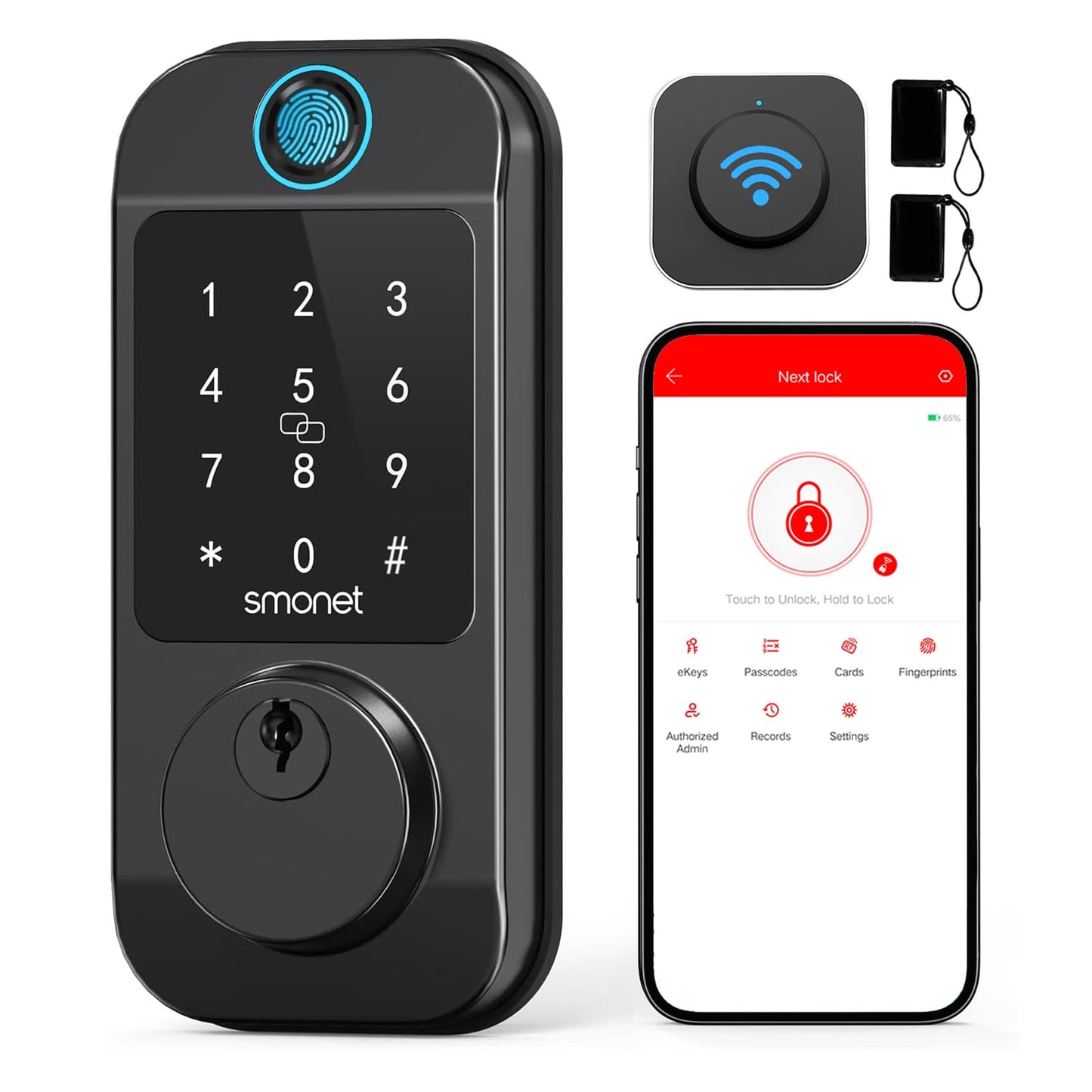 SMONET WiFi Deadbolt Fingerprint Keyless Lock