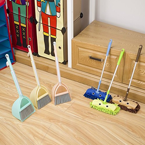 Xifando Mini Housekeeping Cleaning Tools for Children,3pcs Include Mop,Broom,Dustpan (Green Mop+Frash Yellow Broom&Dustpan)