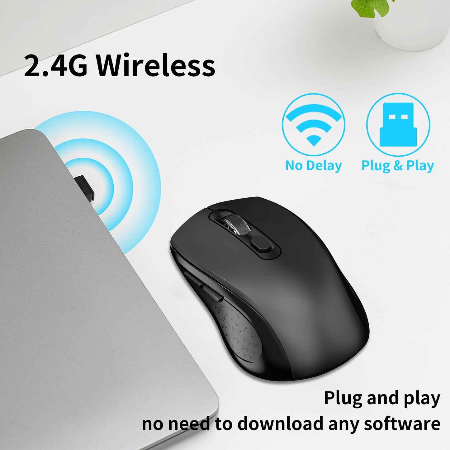 Wireless Ergonomic Mouse with USB Receiver