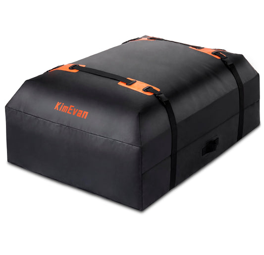 Kimevan Waterproof Rooftop Cargo Carrier, Upgrade Waterproof Design Luggage Roof Rack Soft Cargo Bag 15 Cubic feet for All Cars with/without Rack, includes Anti-Slip Mat, 2 Reinforced Straps