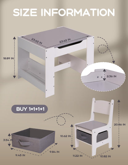 Kids Table and Chair Set with Storage