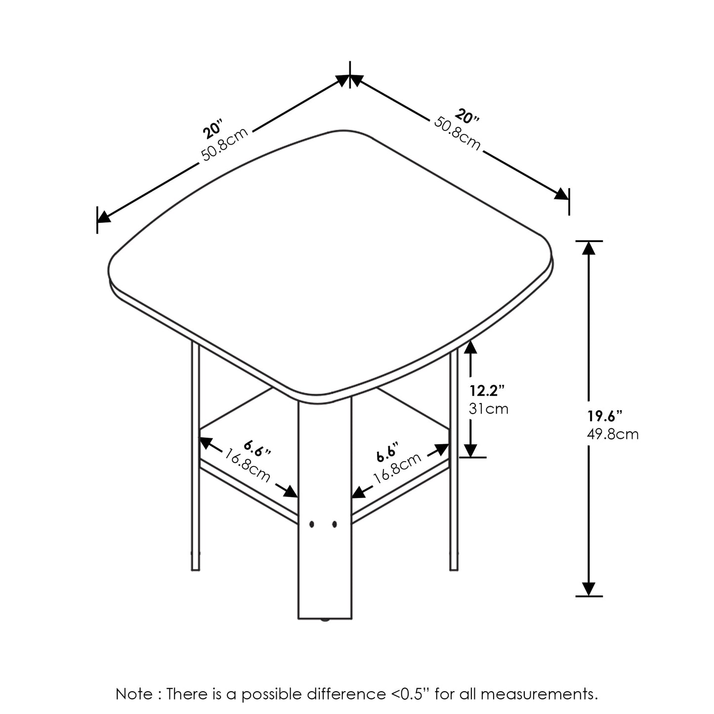 Furinno 2-Pack Simple Design End Tables, White