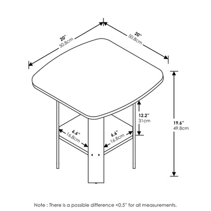 Furinno 2-Pack Simple Design End Tables, White