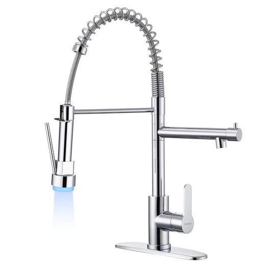 TRYSEA Pull Down Kitchen Faucet with LED Light