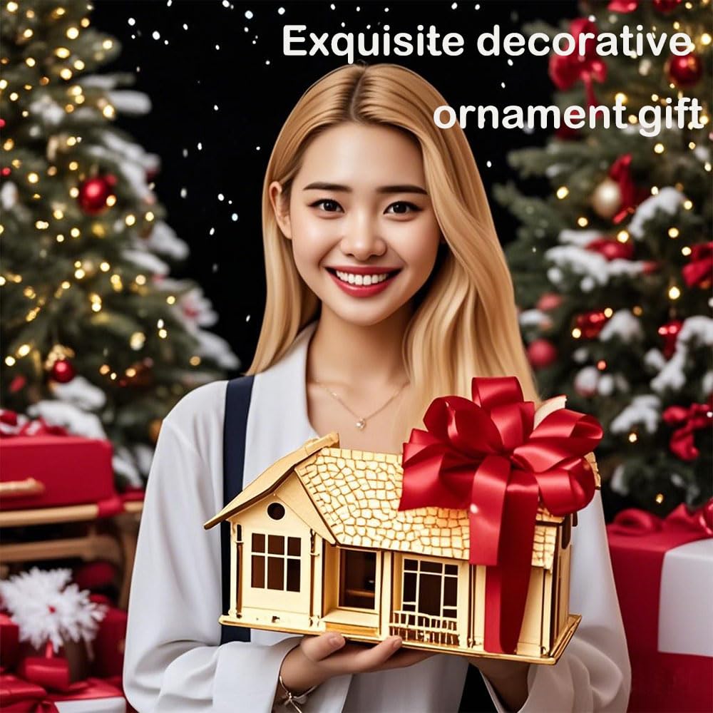 3D Wooden Puzzles for Adults,DIY Color Modern Villa Wooden Model Kits,Creative Art Ornaments,Gift on Birthday,Christmas