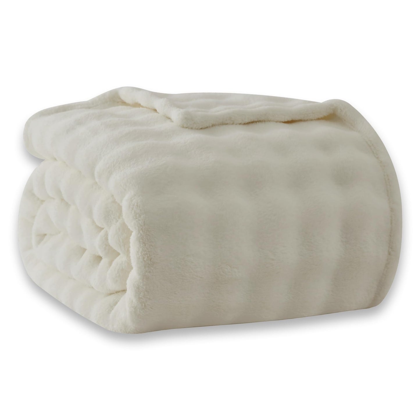 COOVA Super Soft Fuzzy Throw Blanket, Ivory