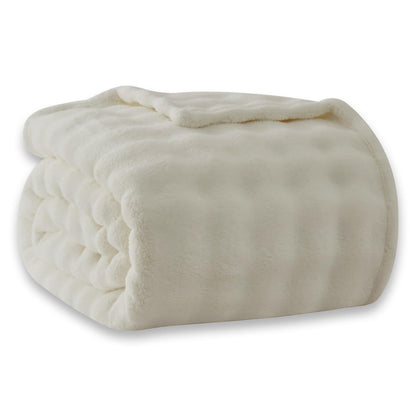 COOVA Super Soft Fuzzy Throw Blanket, Ivory