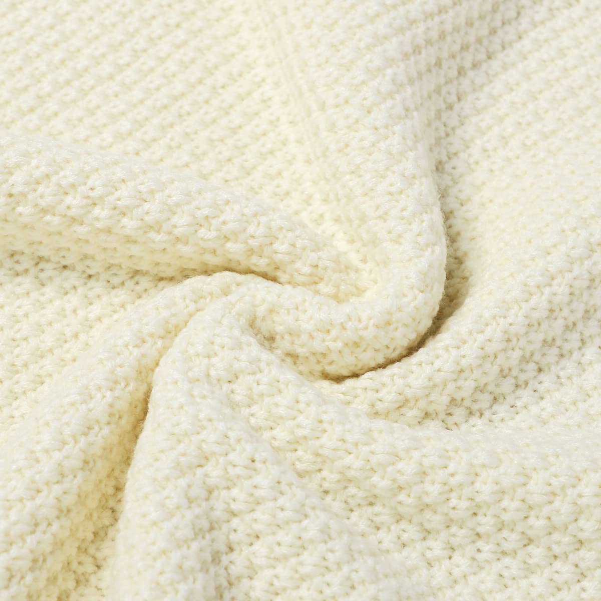 mimixiong Baby Blanket Knit Toddler Blankets for Boys and Girls Ivory 40x30 Inch