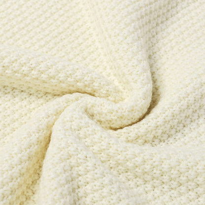 mimixiong Baby Blanket Knit Toddler Blankets for Boys and Girls Ivory 40x30 Inch