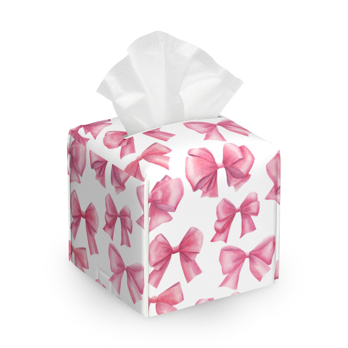 Bow Tissue Box Cover Leather Dispenser Holder