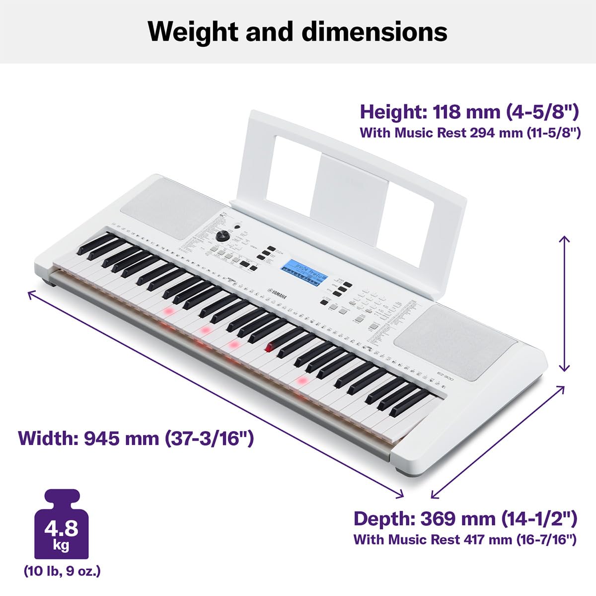 Yamaha EZ300 61-Key Portable Keyboard with Lighted Keys and PA130 Power Adapter