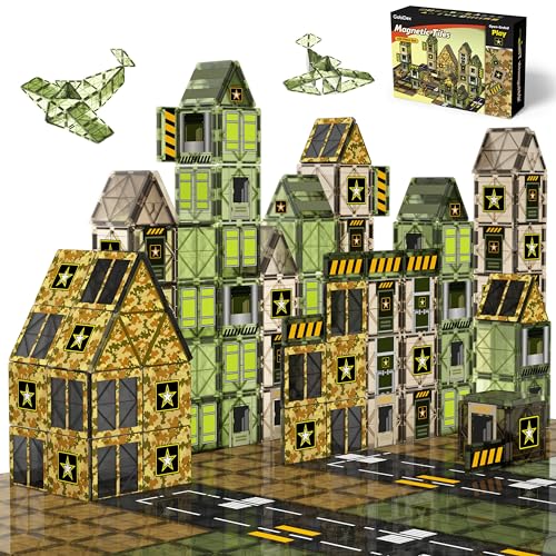 100 Pack Army Magnetic Tiles STEM Building Blocks Set