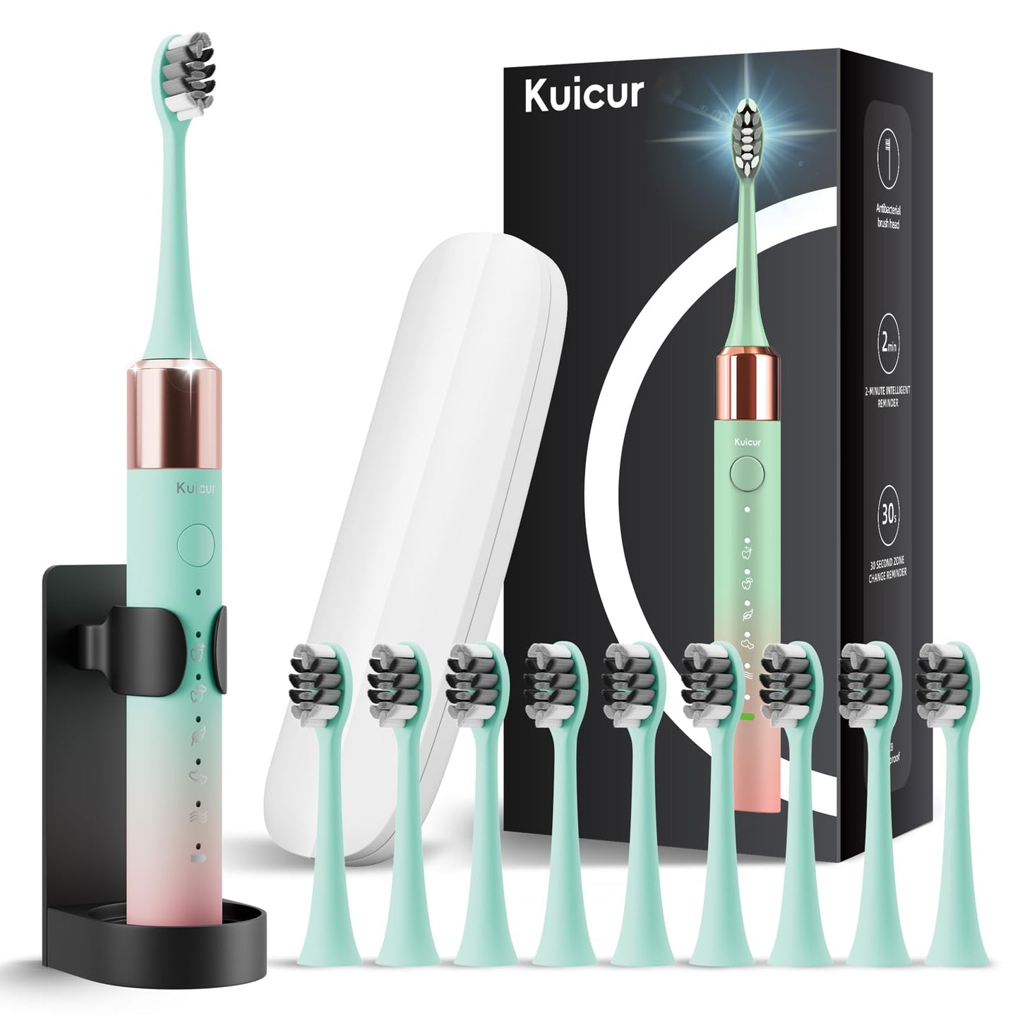 Portable Electric Toothbrush with 10 Brush Heads