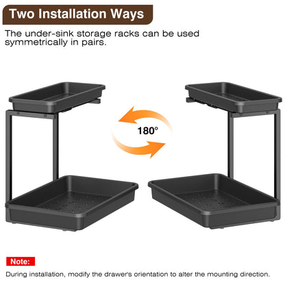 2-Tier Under Sink Organizer with Sliding Drawer