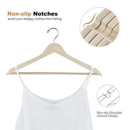 Wooden Slim Hangers 30-Pack with Swivel Hooks