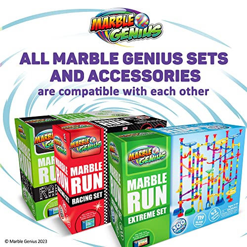 Marble Genius Marble Run - Maze Track Easter Toys for Adults, Teens, Toddlers, or Kids Aged 4-8 Years Old, 300 Complete Pieces (181 Translucent Marbulous Pieces + 119 Glass-Marble Set), Extreme Set