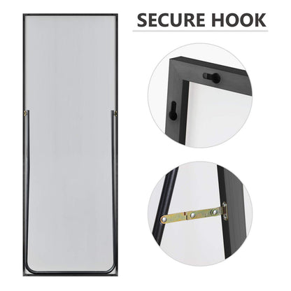 self Full Length Floor Mirror 43"x16" Large Rectangle Wall Mirror Hanging or Leaning Against Wall for Bedroom, Dressing and Wall-Mounted Thin Frame Mirror - Black, 43" x 16" (USAM004)
