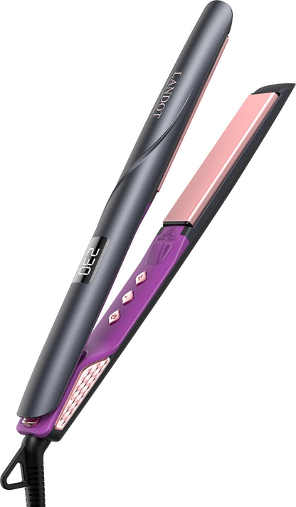 LANDOT Ceramic Ionic Hair Straightener with Travel Pouch