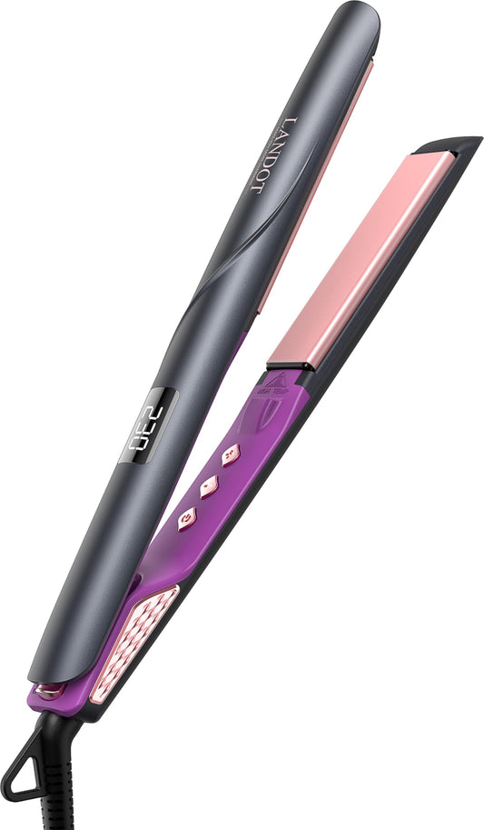 LANDOT Ceramic Ionic Hair Straightener with Travel Pouch