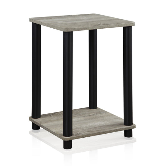 FURINNO Turn-N-Tube Haydn End Table, 1-Pack, French Oak Grey/Black