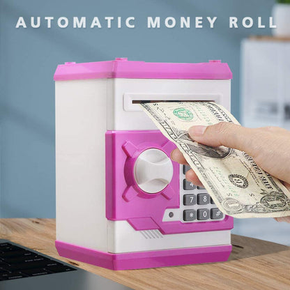 Barelove Piggy Bank Kids Money Bank Cash Coin Can, Password Electronic Saving Box ATM Bank Safe Locks Smart Voice Prompt Money Piggy Box, Great Gift for Child Kid Birthday Chirstmas (Cute Pink)