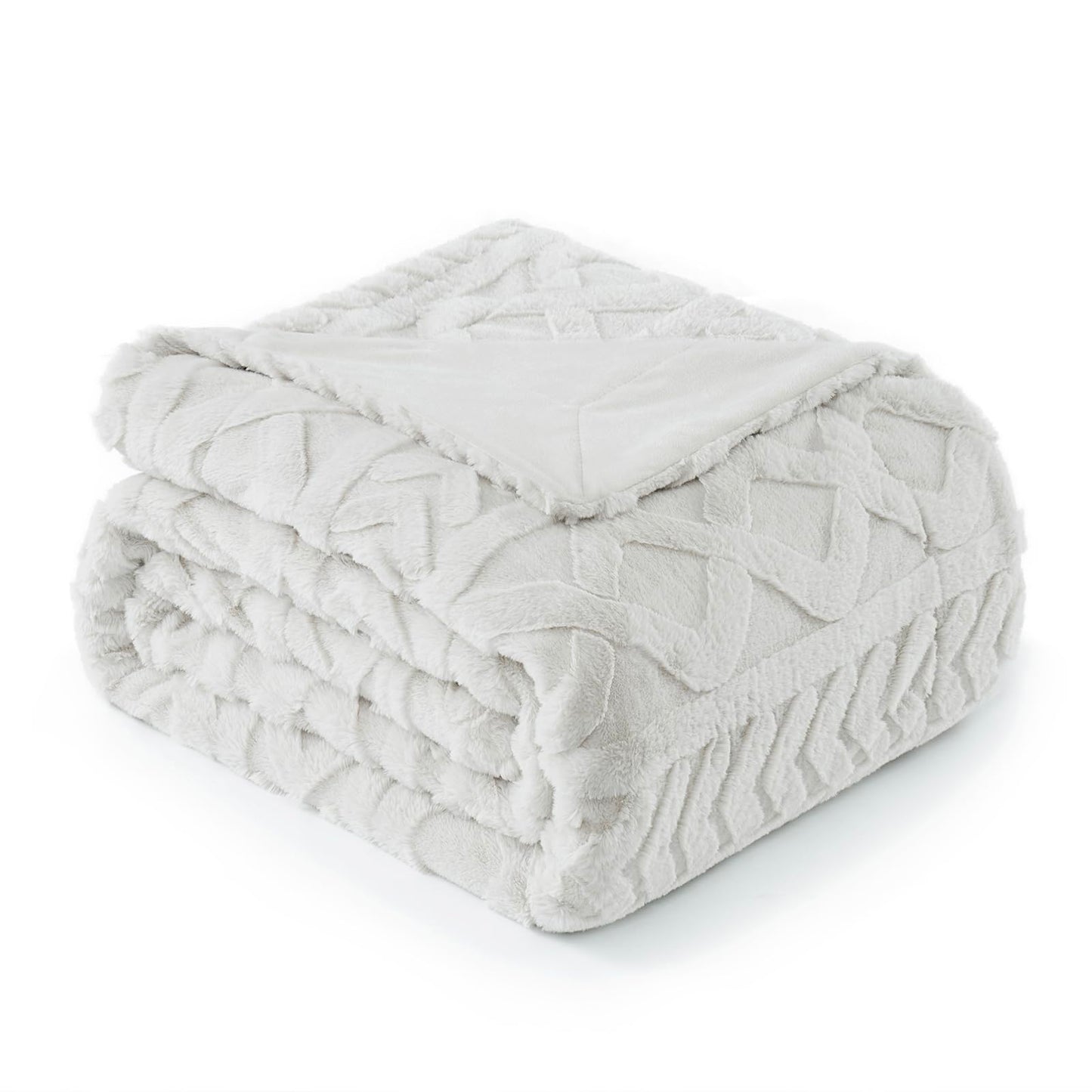 Cozy Bliss Plush Faux Fur Throw Blanket 50x60