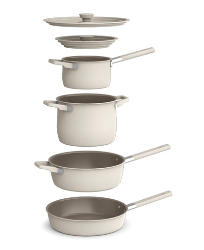 BELLA 9-Piece Nonstick Cookware Set, Stackable Design