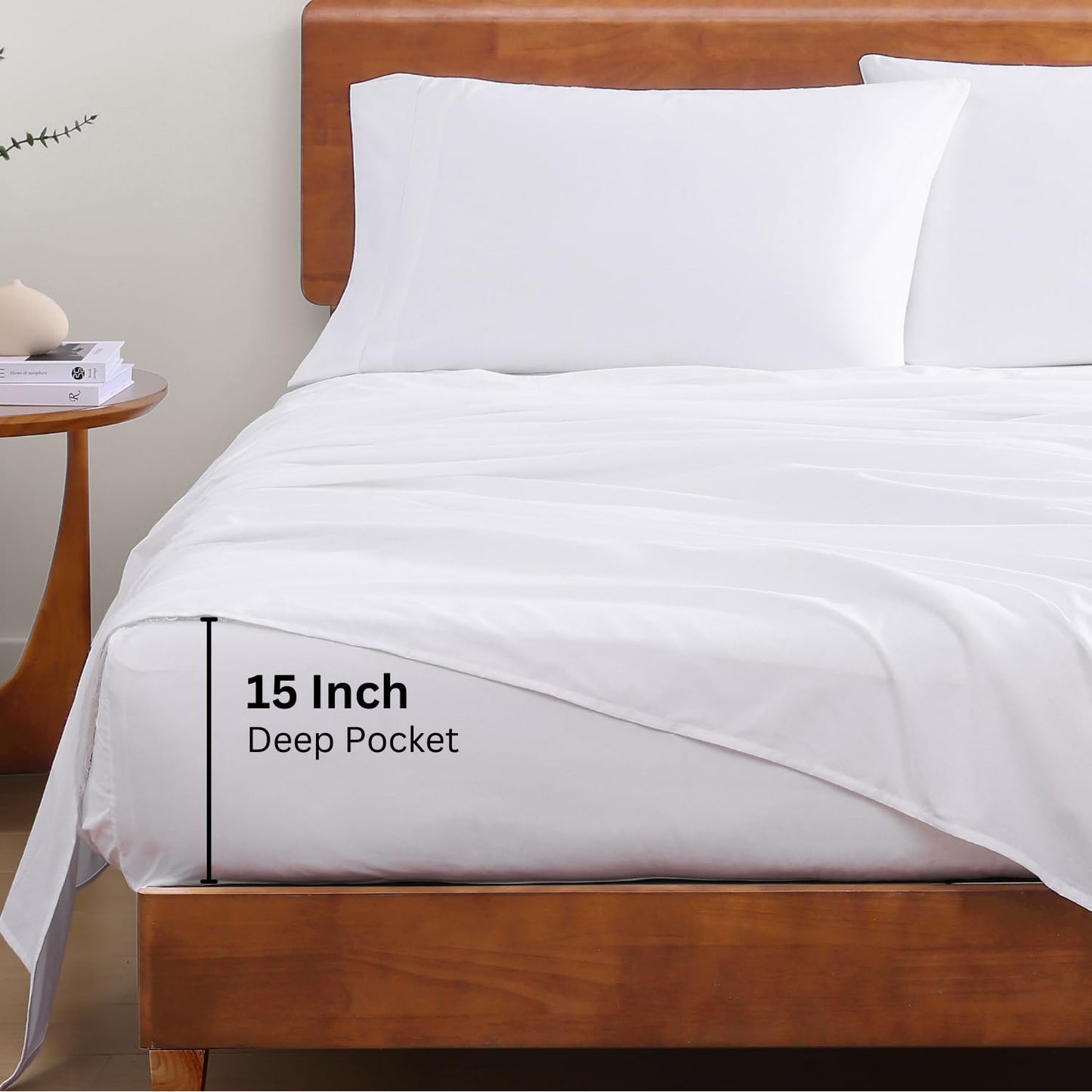 LANE LINEN Organic Cotton Queen Sheet Set - White