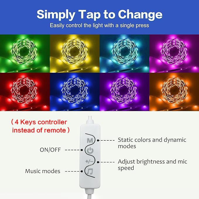 FONEWE 50ft LED Strip Lights for Home Decor