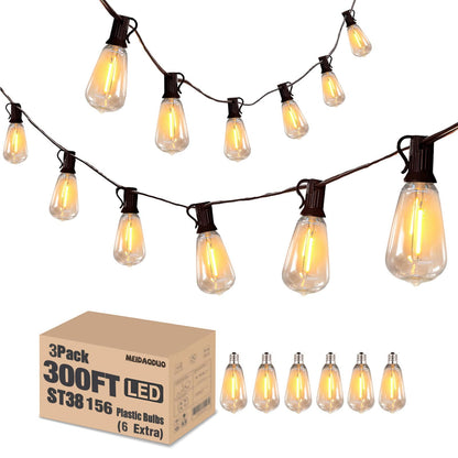 300FT Waterproof Edison String Lights for Outdoors