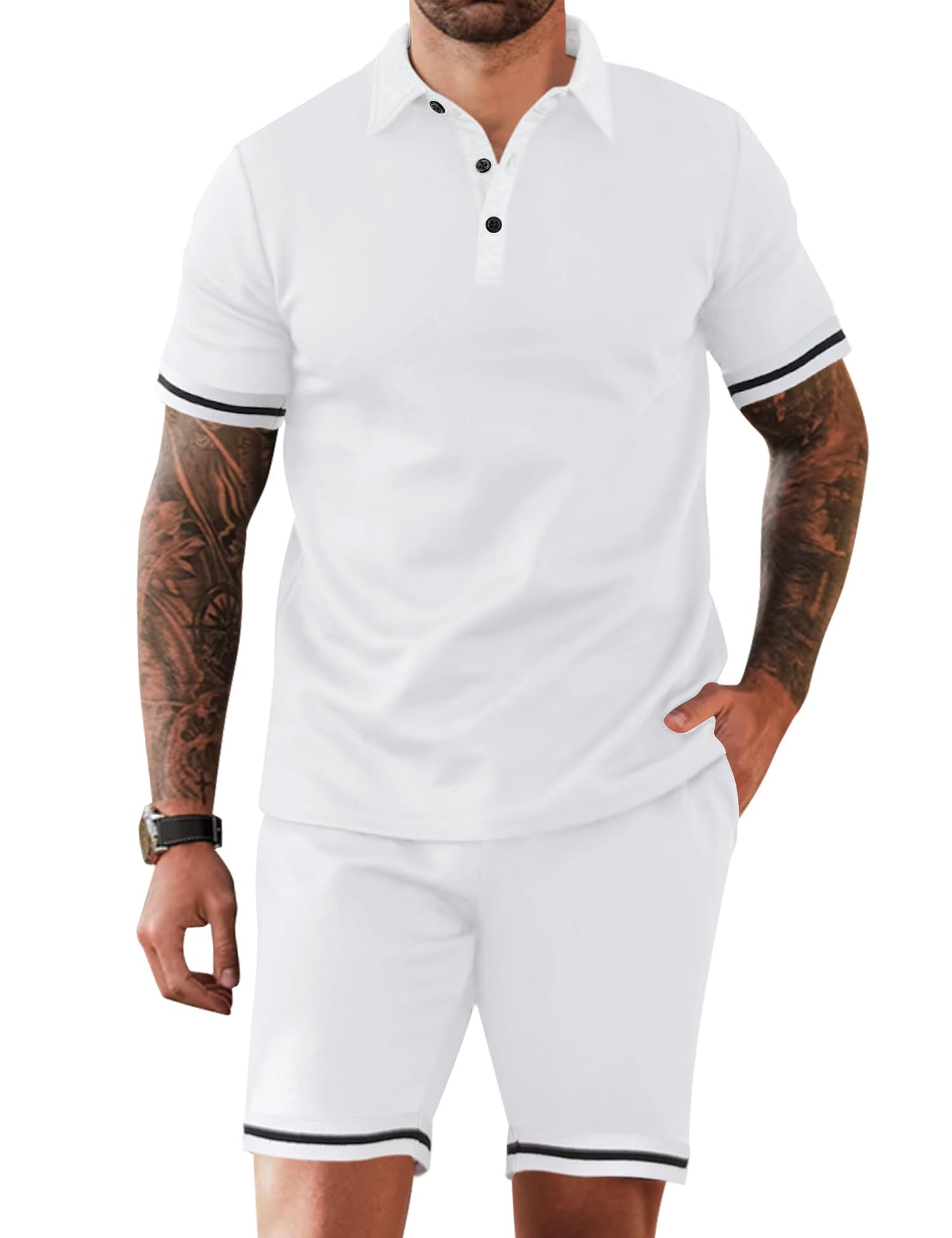 LecGee Men's Polo Shirt and Shorts Set