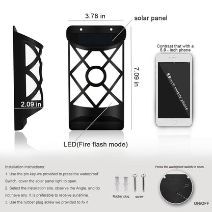 Solar Flame Lights Outdoor Waterproof Flickering LED
