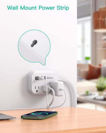 Mifaso 5Ft Power Strip with 4 USB Ports
