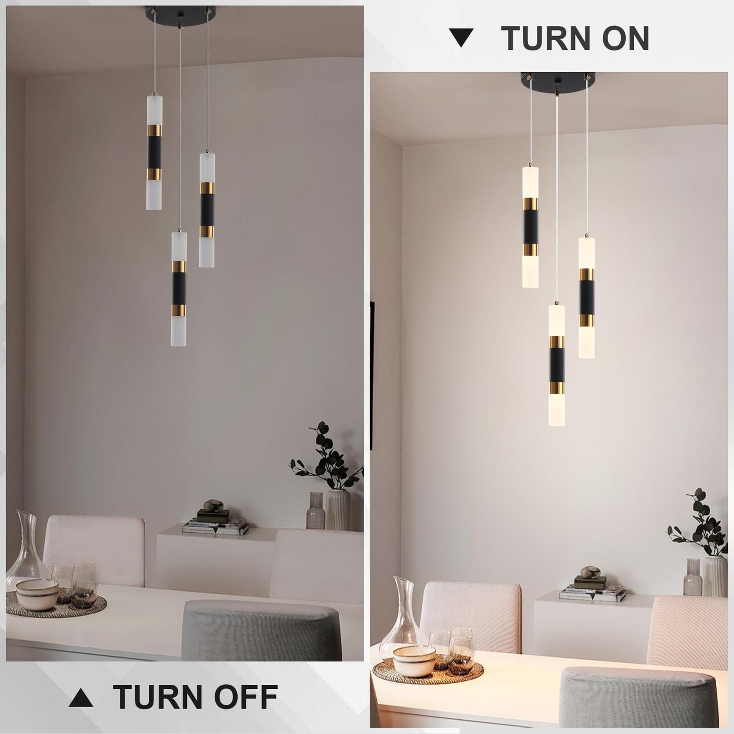 3-Light LED Pendant Lights for Kitchen Island