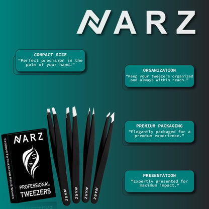 NARZ Stainless Steel Precision Tweezers Set