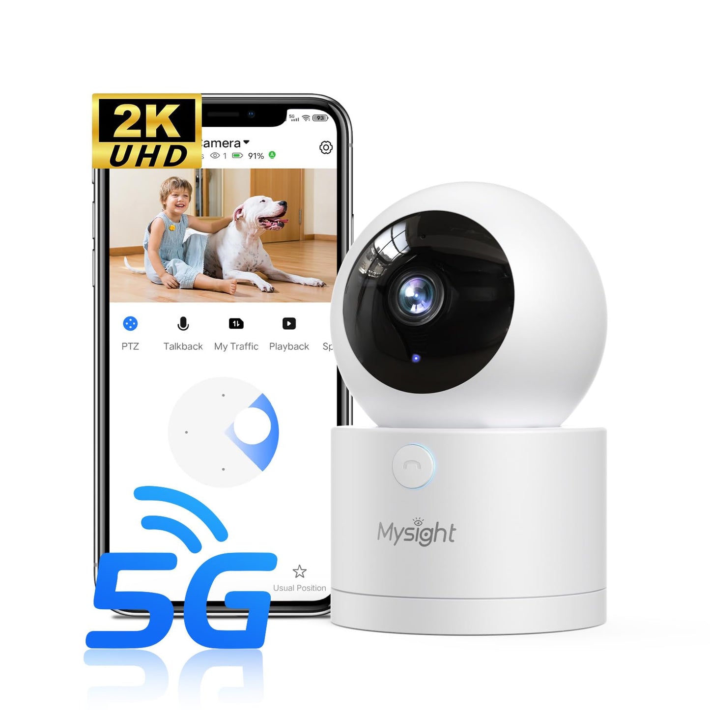 2K Pan/Tilt Security Camera with 2-Way Talk