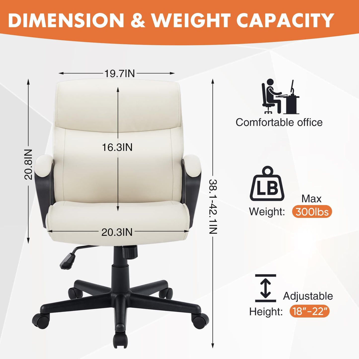 Ergonomic Adjustable Office Chair with Padded Armrests