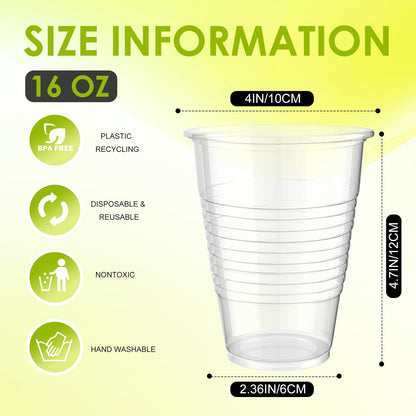 16 oz Clear Disposable Party Cups - 120 Pcs