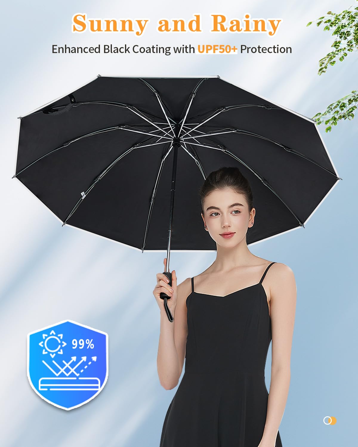 Large Windproof Inverted Umbrella with Reflective Strip