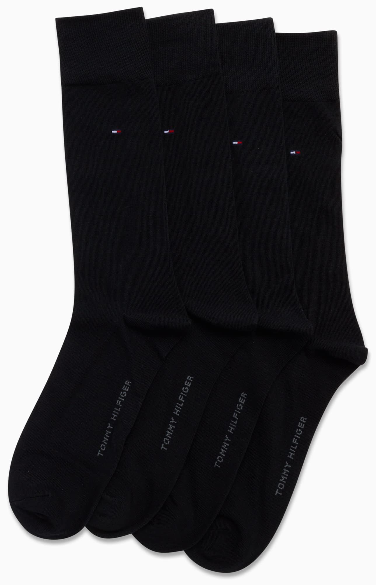 Tommy Hilfiger Men's Dress Socks - Lightweight Comfort Crew Sock (4 Pack), Size 7-12, Black