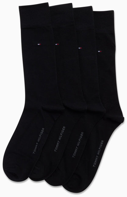 Tommy Hilfiger Men's Dress Socks - Lightweight Comfort Crew Sock (4 Pack), Size 7-12, Black
